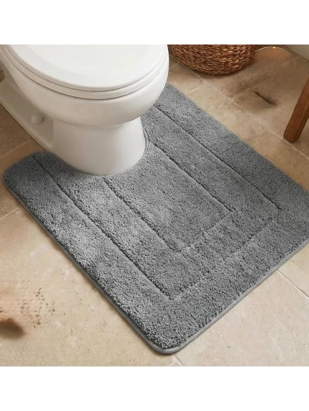 Granma & Papa Gray U-Shaped Bathroom Rug Non-Slip Soft Mat 20x24 Inches